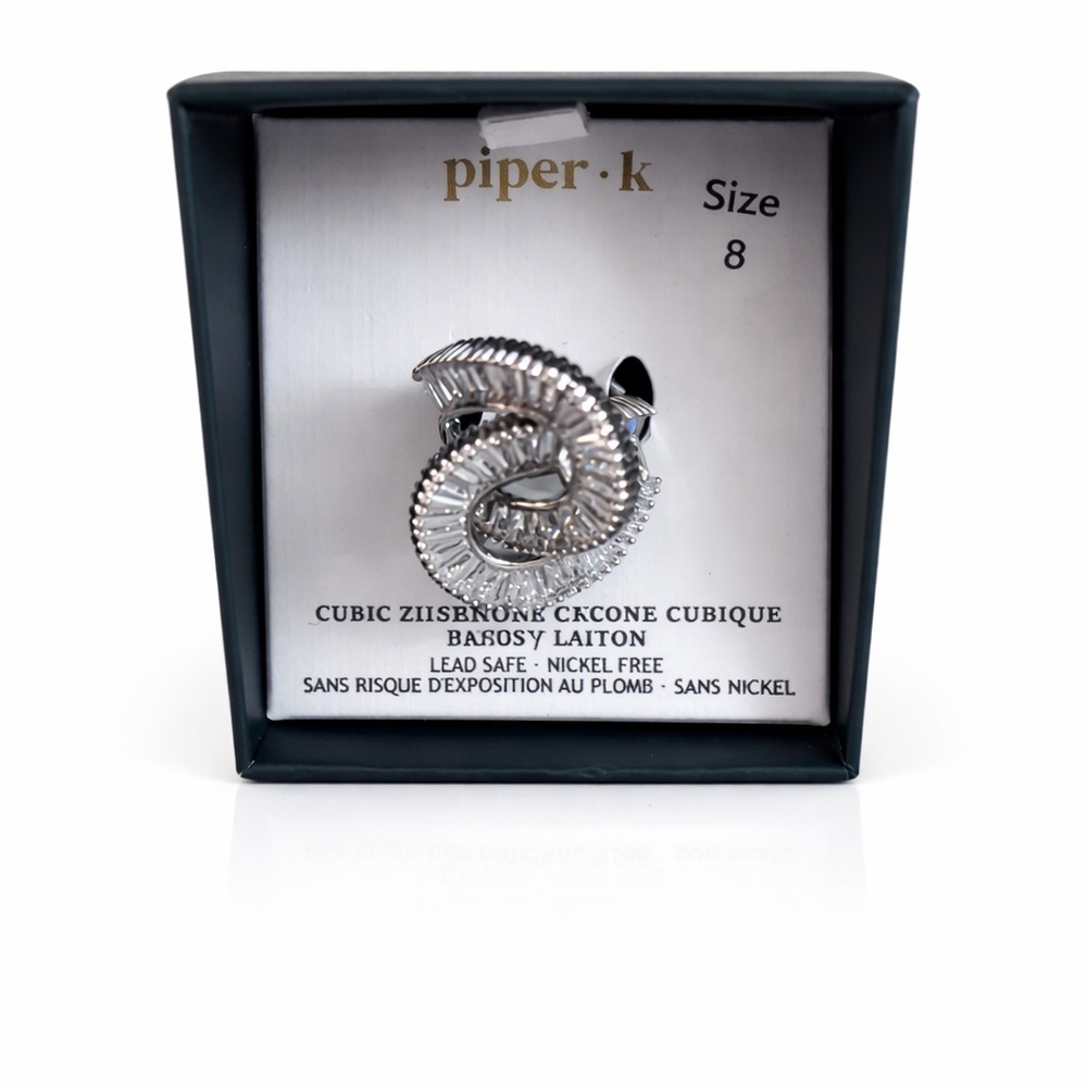 Piper K Silver Spiral Ring with Cubic Zirconia